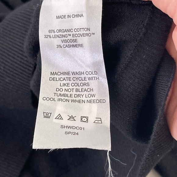 Quince Lightweight Cotton Cashmere Blend Crew Neck Sweater Top Black Size Large - Picture 9 of 11